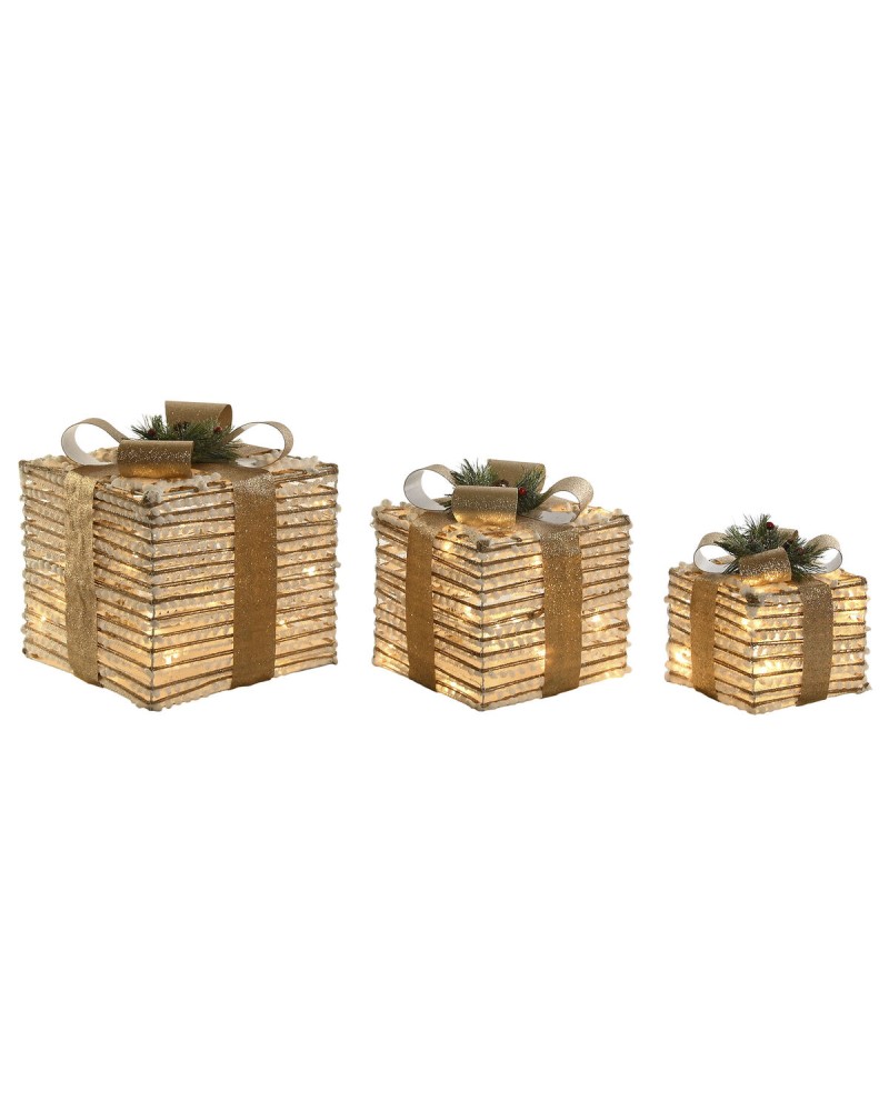 Christmas Decoration DKD Home Decor, 3 Pieces White and Gold, 25x25x25 cm for Magical Parties
